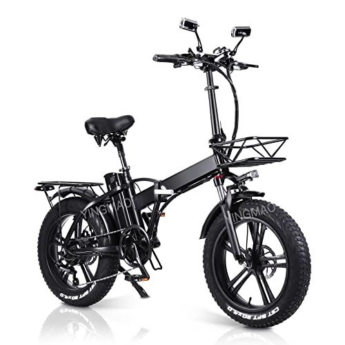 Elektrofahrräder : E-Bike Klapprad 20 Zoll Elektrofahrrad, 48V 15Ah Lithium-Akku, Faltbares City Mountain Bicycle für Erwachsene Herren und Damen (Hydraulische Bremse + Rückspiegel)