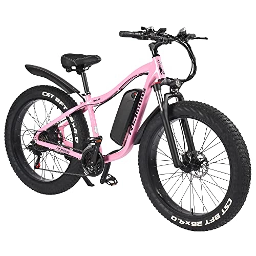 Elektrofahrräder : E Bike Mountainbike ebike Herren Damen 26 Zoll 1000W 48V 16Ah Fatbike (Rosa)