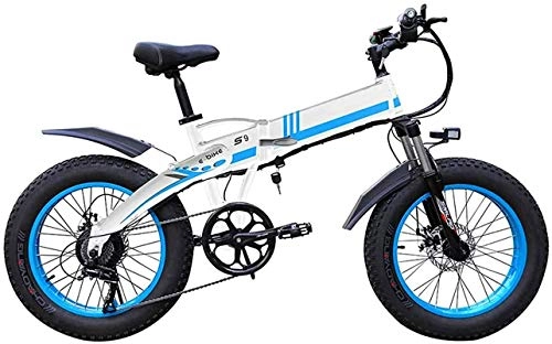 Elektrofahrräder : E-Bike Mountainbike Elektrische Schnee Fahrrad, elektrische Fahrräder für Erwachsene 1000 Watt faltbares elektrisches Fahrrad 20inch Breite RIM 7-Gang Ebike mit 48V 14Ah Abnehmbare Lithium-Batterie Le