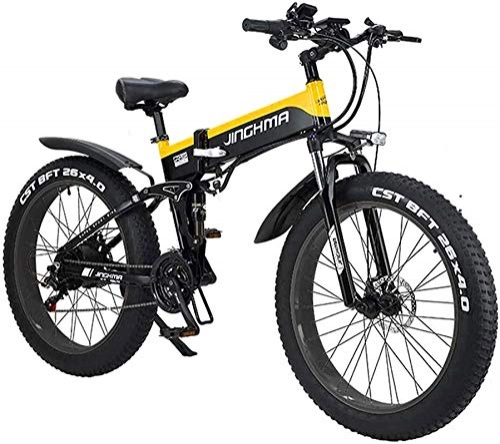 Elektrofahrräder : E-Bike Mountainbike Elektrische Schnee-Fahrrad, elektrisches Mountainbike 26 "Faltendes elektrisches Fahrrad 48V 500W 12.8ah versteckte Batteriedesign mit LCD-Anzeige Geeignet 21 Geschwindigkeitszahnr