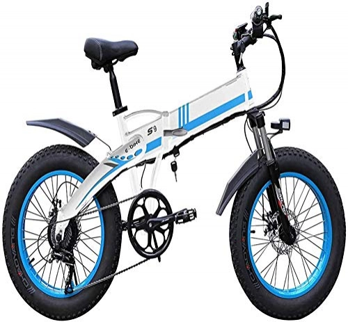 Elektrofahrräder : E-Bike Mountainbike Elektrische Schnee Fahrrad, faltendes elektrisches Fahrrad Moped 20 4, 0-Zoll-Strand Schneefette Reifen Mountainbike Fettreifen Ebike 1000w Breitrand Elektrobergrad 48V 10AH Batteri