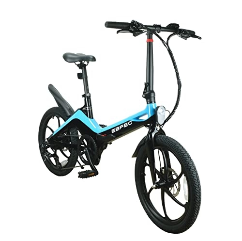 Elektrofahrräder : EBFEC E-Bike 20 Zoll Klapp City Fahrrad Pedelec, 7 Gang Magnesium Aluminium Elektro Rad mit Scheibenbremse 250W Motor, Blau