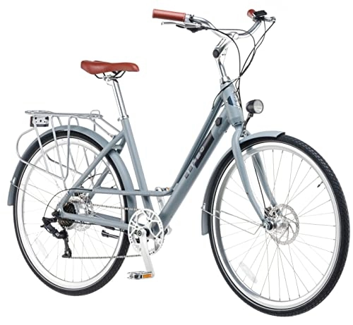 Elektrofahrräder : EBFEC E-Bike 28 Zoll Damen City Fahrrad Pedelec, 7 Gang Aluminium Elektro Rad mit Scheibenbremse 250W Motor, Grau