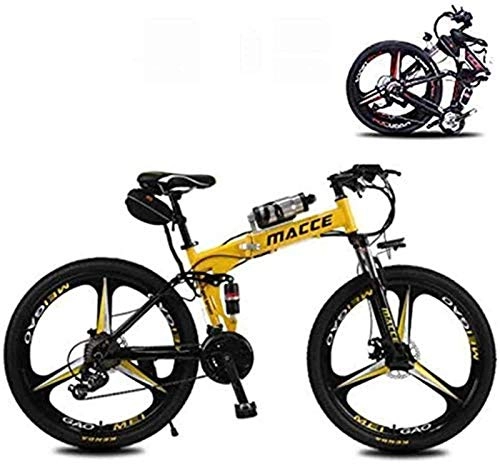 Elektrofahrräder : Ebike e-Bike, 26-Zoll-Adult Folding Elektro-Fahrrad, 21-Speed-Elektro-Mountainbike mit 36V 6.8A Lithium-Batterie, 21-Speed ​​3 Fahrmodi Geeignet for Reiten Heimtrainer (Farbe: gelb)