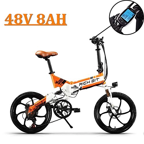 Elektrofahrräder : eBike_RICHBIT Aktualisiert 730 E-Bike, E-Fahrrad, Elektrofahrrad, Faltrad Fahrrad, Stadtrad, Citybike, Unisex, Herren, Damen (Wei-Orange)