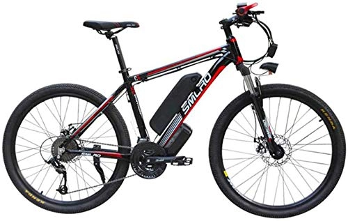 Elektrofahrräder : Ebikes, 26 '' Electric Mountainbike bürstenlose Getriebemotor Große Kapazität (48 V 350W 10Ah) 35 Meilen Reichweite und Dual-Scheibenbremsen Legierung elektrisches Fahrrad ZDWN ( Color : Black Red )
