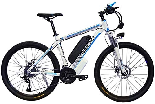 Elektrofahrräder : Ebikes, 26 '' Electric Mountainbike bürstenlose Getriebemotor Große Kapazität (48 V 350W 10Ah) 35 Meilen Reichweite und Dual-Scheibenbremsen Legierung elektrisches Fahrrad ZDWN ( Color : White Blue )