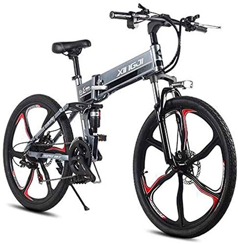 Elektrofahrräder : Ebikes, 26 Zoll Erwachsene Elektrische Mountainbike, Magnesium Aluminiumlegierung Faltbares elektrisches Fahrrad, 48V Lithium-Batterie / LCD-Display / 21 Geschwindigkeit ZDWN