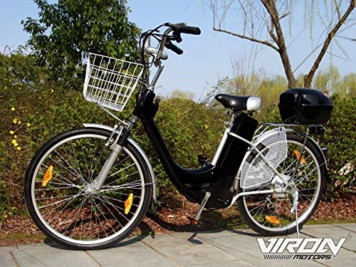 Elektrofahrräder : Electric City Fahrrad 250 W 36 V 6 Geschwindigkeiten bis zu 25 Km / h Drum Bremsen schwarz