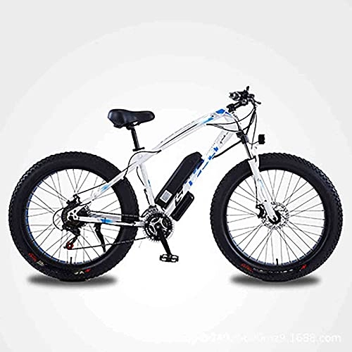 Elektrofahrräder : Electric Power Bike 26" Fat Tire Bike 350W 36V / 8AH Akku Moped Snow Beach Mountainbike Gas- und Trethilfe (Color : White, Size : 13AH)