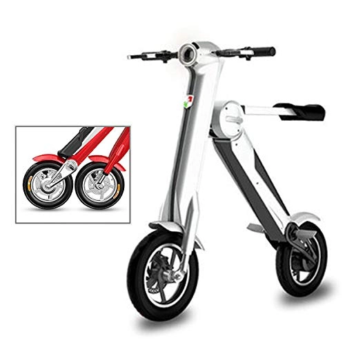 Elektrofahrräder : Electric Scooter Mini Faltendes Elektroauto-Erwachsen-Lithium-Batterie-Fahrrad Zwei-Rad Tragbare Reise-Batterie-Auto-LED-Beleuchtung, Kann 180KG Tragen Grey