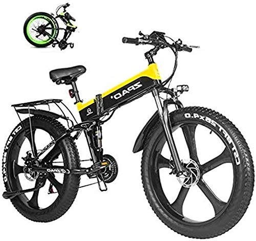 Elektrofahrräder : Electric Snow Bike, 1000 Watt Fett Elektrische Fahrrad 48V Lithium Batterie Herren Berg E Bike 21 Geschwindigkeiten 26 Zoll Fette Reifen Straße Fahrra.