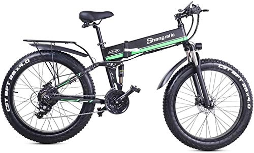 Elektrofahrräder : Electric Snow Bike, 26-Zoll-Fettreifen Elektrische Fahrrad für Erwachsene Schnee- / Berg / Strand Ebike, Motor 1000w, 21-Gang-Strandschnee-E-Bike mit Rücksitz Lithium Battery Beach Cruiser für Erwachs