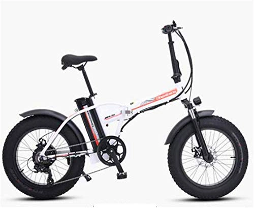 Elektrofahrräder : Electric Snow Bike, Fettreifen elektrische Fahrrad 20 "Klapp- / Stadt Elektrische Fahrrad assistiert Elektrische Fahrrad-Sport-Fahrrad mit 500W 48V 15AH Lithium-Batterie Lithium Battery Beach Cruiser