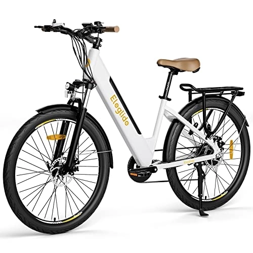 Elektrofahrräder : Eleglide E-Bike, T1 Step-Thru Elektrofahrrad 27, 5'' Trekkingrad E-Citybike mit 36V 12.5Ah Lithium-Akku bis zu 100KM Lange Range, 250W Motor, Shimano 7 Gänge ebike, LCD Display (Weiß)
