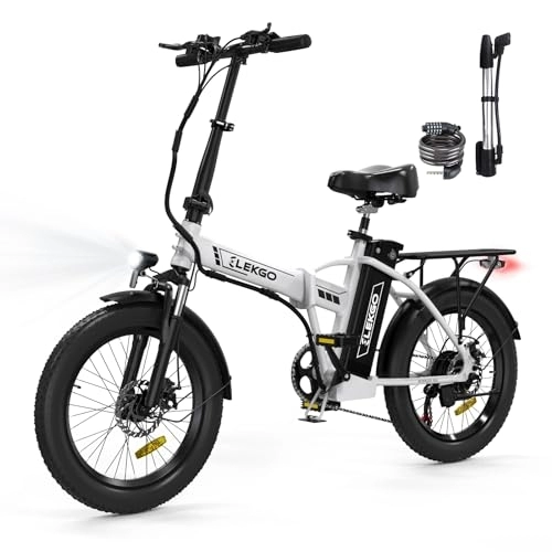 Elektrofahrräder : ELEKGO E Bike 20" Fette Reifen 3.0 Elektrofahrrad 36V12Ah Batterie Faltrad, 7 Geschwindigkeiten Getriebe Stadtfahrrad, 250W Motor Mountainbike für Erwachsene