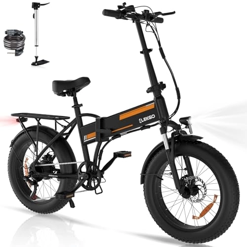Elektrofahrräder : ELEKGO E Bike für Erwachsene, 20"x4.0 Fettreifen Elektrofahrrad mit 250W Motor, 36V 12AH Abnehmbare Batterie, Klapprad E-Fahrrad Reichweite 35-90KM, Faltbares City E-Bike Mountain Ebike mit 2 Fahrmodi