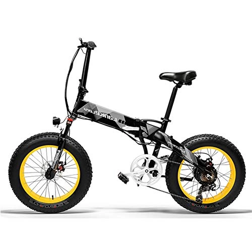 Elektrofahrräder : Elektrische Faltbare 20 Zoll Fahrrad 1000W Motor 13AH L G Lithium-Batterie für professionelle Fahrer, Gelb