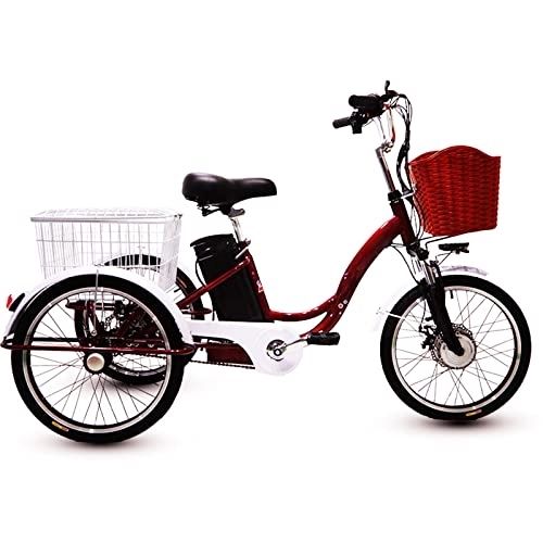 Elektrofahrräder : Elektrisches Dreirad 3 -Rad -Fahrrad 20 "für Erwachsene Ebike mit abnehmbarem Lithiumbatterie (48 V 12AH) LCD -Monitor, motorisierte Trikefahrräder mit großem Korb für Ausflüge Einkaufsmöglichkeiten