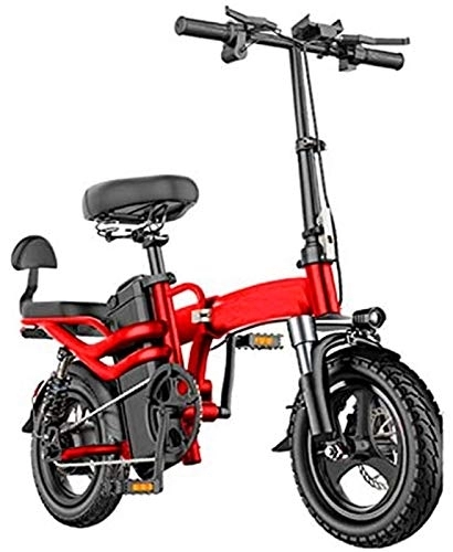 Elektrofahrräder : Elektrisches Fahrrad, 14'' Faltbares Elektrofahrrad E-Bike, Elektrofahrrad mit 48-V-Lithium-Ionen-Akku, 250-W-Motor, Doppelscheibenbremsen, 3 digital einstellbare Geschwindigkeit, klappbarer Griff (