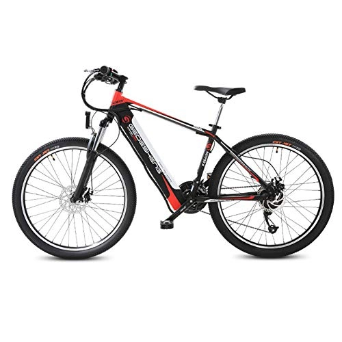 Elektrofahrräder : Elektrisches Fahrrad 26 Zoll tragbares elektrisches Mountainbike für Erwachsenen mit 48 V Lithium-Ionen-Akku E-Bike 240 W Leistungsstarke Motor-Höchstgeschwindigkeit ca. 30 km / h, Red