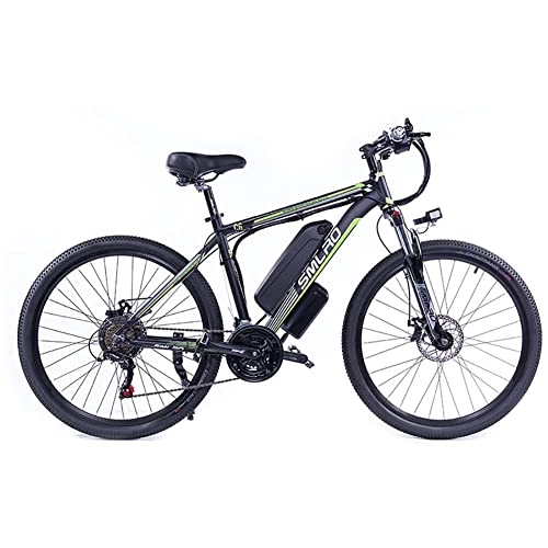 Elektrofahrräder : Elektrisches Fahrrad, elektrische Mountainbike für Erwachsene, Ebikes Fahrräder Alle Terrain, 26"48V 250W 10Ah Abnehmbare Lithium-Ionen-Batterie, einfache Lagerung (Schwarz Grün, 350)