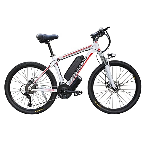 Elektrofahrräder : Elektrisches Fahrrad, elektrische Mountainbike für Erwachsene, Ebikes Fahrräder Alle Terrain, 26"48V 250W 10Ah Abnehmbare Lithium-Ionen-Batterie, einfache Lagerung (Weiß Rot, 350)