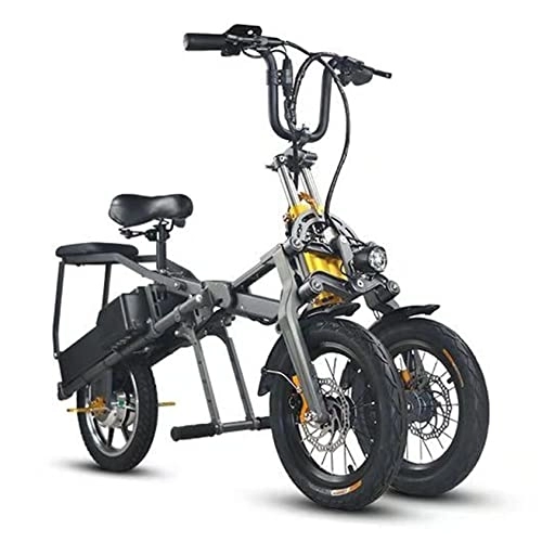 Elektrofahrräder : Elektrisches Fahrrad, Elektrisches Dreirad Für Erwachsene Faltbare DREI Räder, Elektrische Mountainbike, Doppel-Lithium-Batterie, DREI Geschwindigkeits Modi Sport (L)