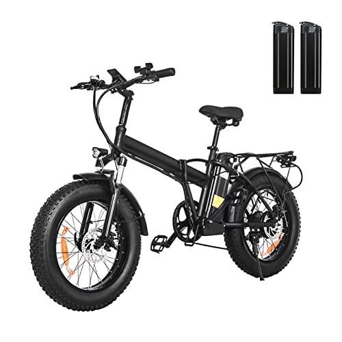Elektrofahrräder : Elektrisches Fahrrad faltbar 100 0w 48w. Lithium-Batterie for Erwachsene 20 Zoll 4.0 Fettreifen Elektrische Fahrrad im Freien Mountainbike Elektrische Fahrrad (Farbe : 2 Battery)