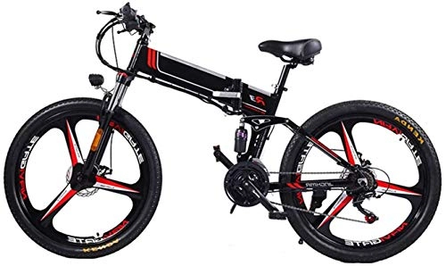 Elektrofahrräder : Elektrisches Mountainbike, Electric Mountain Bike Folding Ebike 350W 48V Motor, LED-Anzeige Elektro-Fahrrad pendeln Ebike, 21 Geschwindigkeit Magnesium-Legierung Rim for Erwachsene, 120Kg Max Ladung,