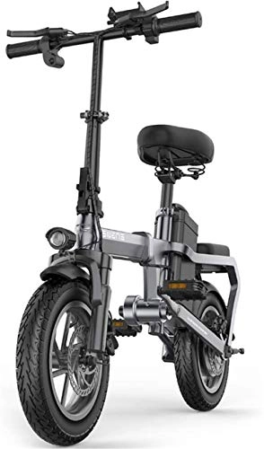 Elektrofahrräder : Elektrisches Mountainbike, Folding Electric Bikes mit 350W 18V 14 Zoll, 6-15AH Lithium-Ionen-Akku E-Bike for Outdoor Radfahren trainieren Reise Und Commuting , Fahrrad ( Color : Grey , Size : 150KM )