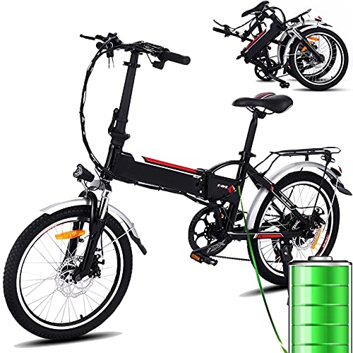 Elektrofahrräder : Elektrisches Mountainbike für Erwachsene, 20-Zoll-Klapp-Elektrofahrrad mit abnehmbarem 36-V-8-Ah-Akku 250-W-Motor Ebike 7-Gang-Getriebesystem und LED-3-Gang-Smart-Meter-Taste