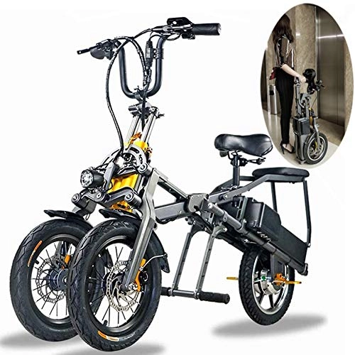 Elektrofahrräder : Elektro 3 Rad Fahrrad, pendelt Ebike für Erwachsene, Folding Mountain elektrischen Roller 48V 17AH Stadt-elektrisches Fahrrad mit 2 Fast Ladegerät maximaler Fahrstrecke 80km Abnehmbare Batterie