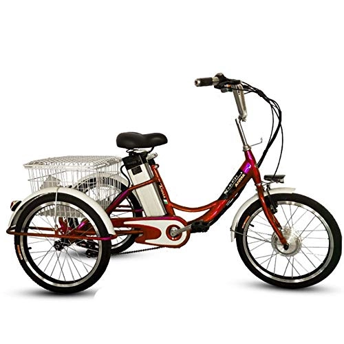 Elektrofahrräder : Elektro-Dreirad 20" Lithium Battery Booster Adult Tricycle 3-Räder Trike Elektrisches Fahrrad Mit LED-Licht 10AH Reisen 20Km