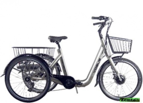 Elektrofahrräder : Elektro Dreirad Tri-Velo 6 Gang, Tiefeinstieg faltbar hell metallic grau