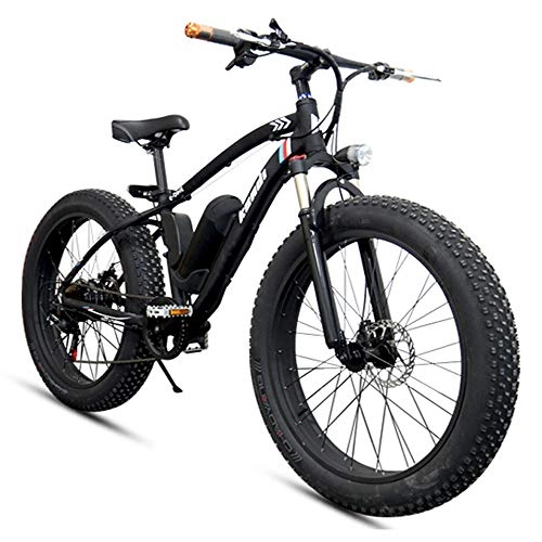Elektrofahrräder : Elektro-Fahrrad Erwachsenen Hybrid Mountainbike Abnehmbare Lithium-Ionen-Batterie (36 V 250 W) 26"Schneemobil Rennrad Motorrad Roller mit Beleuchtung & Lautsprecher, Black