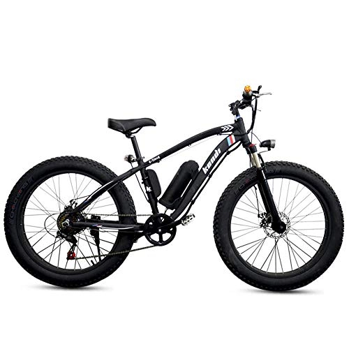 Elektrofahrräder : Elektro-Fahrrad Erwachsenen Hybrid Mountainbike Abnehmbare Lithium-Ionen-Batterie (36V 250W) 26"Schneemobil Rennrad Motorrad Roller mit Beleuchtung & Lautsprecher, Schwarz