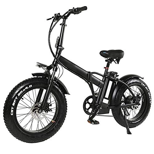 Elektrofahrräder : Elektro-Fahrrad Folding Mountain Bike für Erwachsene, 20 Zoll mit abnehmbarem 48V Lithium-Ionen-500W High Speed ​​Motor, 7 Gang-Schaltung, 4, 0-Zoll-Reifen, Unterstützung Tempomat, Horn, Anti-Diebstahl