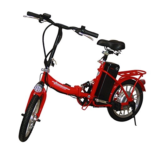 Elektrofahrräder : Elektro Klapprad 16" 41cm Pedelec ALU-FELGEN Elektrofahrrad Ebike E-Bike Fahrrad (Rot)