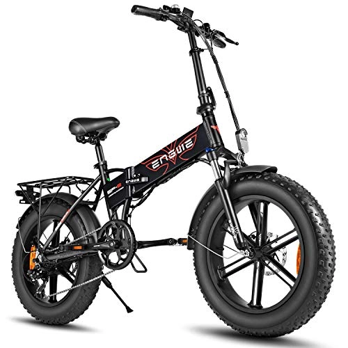 Elektrofahrräder : Elektro Mountainbike 500W 20 Zoll E-Bike Faltbares Offroad-Fahrrad, Elektrisch Klappbares Strand-Snowbike für Erwachsene - 48V 12.5Ah - 39 Km / h - 50 km Reichweite (Schwarz)