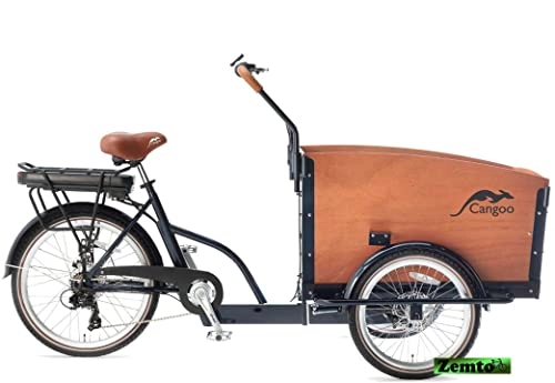 Elektrofahrräder : Elektro-Transportfahrrad / Lastenrad Plezier Groovy 7 Gang Blau-braun mit Regendach, 4 Sitzplätze