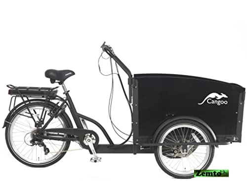 Elektrofahrräder : Elektro-Transportfahrrad / Lastenrad Plezier Groovy 7 Gang schwarz mit Regendach, 4 Sitzplätze