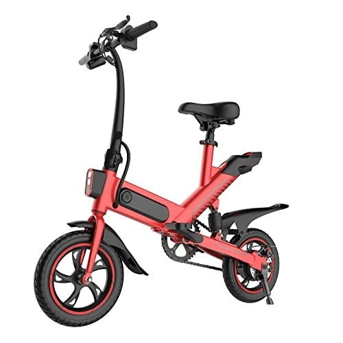 Elektrofahrräder : Elektrofahrrad, 12 Zoll E-Bike mit 36V / 6, 0Ah Akku - 25 km / h - LCD Bildschirm, Elektro Klappfahrrad für Erwachsene City Pendler Ebike Klapprad Elektrisches Fahrrad Y1-12 (Rot)