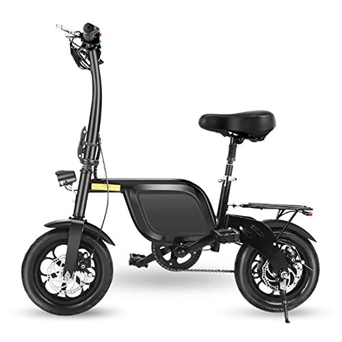 Elektrofahrräder : Elektrofahrrad 12-Zoll-tragbare Faltbare Kleine Batterie Elektroauto Einstellbar Erwachsenen Roller Black 12inches