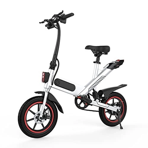Elektrofahrräder : Elektrofahrrad, 14 Zoll E-Bike Elektro Klappfahrrad für Erwachsene City Pendler Ebike Klapprad Elektrisches Fahrrad mit 36V / 10Ah Akku - 25 km / h - LCD Bildschirm (Y1-14 Weiß)