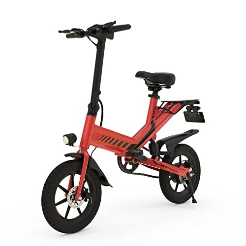 Elektrofahrräder : Elektrofahrrad, 14 Zoll E-Bike mit 48V / 7, 5Ah Akku - 25 km / h - LCD Bildschirm, Elektro Klappfahrrad für Erwachsene City Pendler Ebike Klapprad Elektrisches Fahrrad (Rot)