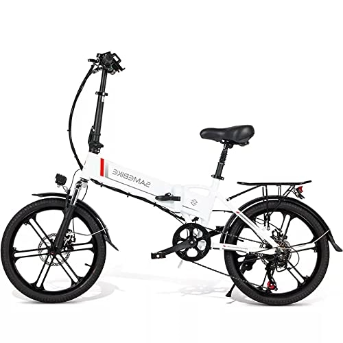 Elektrofahrräder : Elektrofahrrad, 20" E-Bike Elektro Klappfahrrad für Erwachsene City Pendler Ebike Klapprad Elektrisches Fahrrad mit 48V 10Ah USB-Halterung, Mopedfahrrad mit Shimano 7-Gang (20LVXD30-II Weiß)