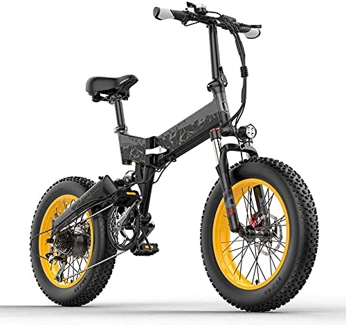 Elektrofahrräder : Elektrofahrrad 20Zoll E-Bike Klapprad Snowbike 1000W Mountainbike MTB Ebike mit 48V 10.4AH Lithium-Akku, 48 km / h, Shimano 7-Gang, LCD-Display, 4.0 große Reifen, Elektrische Fahrräder für H