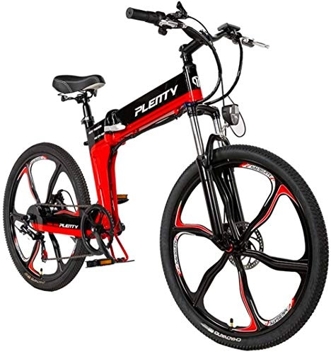 Elektrofahrräder : Elektrofahrrad, 21 Speed-Gears Erwachsene elektrisches Fahrrad Folding Elektro-Mountainbike mit leichten Magnesiumlegierung 6 Speichen integrierte Rad Premium Full Suspension E-Bike, Fahrrad
