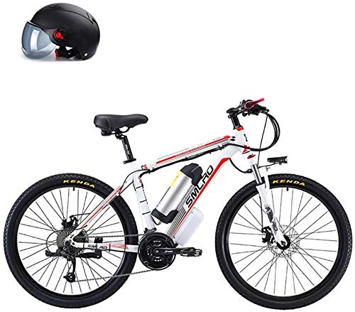Elektrofahrräder : Elektrofahrrad, 26 '' Folding Electric Mountain Bike, E-Bike mit 48V Lithium-Ionen-Akku, Premium Full-Suspension und 27 Speed-Getriebe, 500W Motor, Fahrrad (Color : White, Size : 10AH)